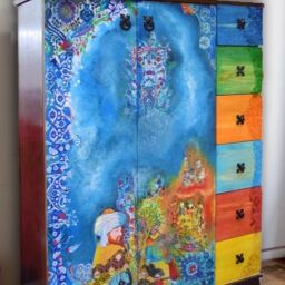 Hand painted storage unit / Shoe cabinet-0